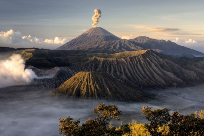 Mount Bromo volcano after eruption, Java, Indonesia