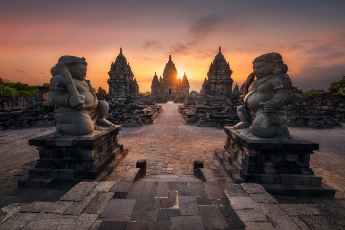 The ancient Sewu temple (Candi Sewu), one of the greatest Buddhi